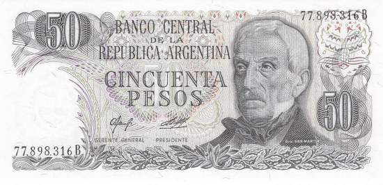 Argentinien p301b-2 B 50 Pesos 1977